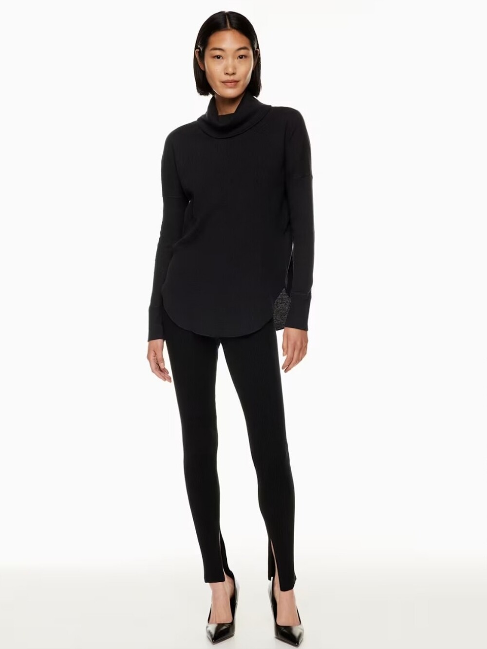 The Group by Babaton Waffle Knit Thermal Cowlneck - BLACK XL